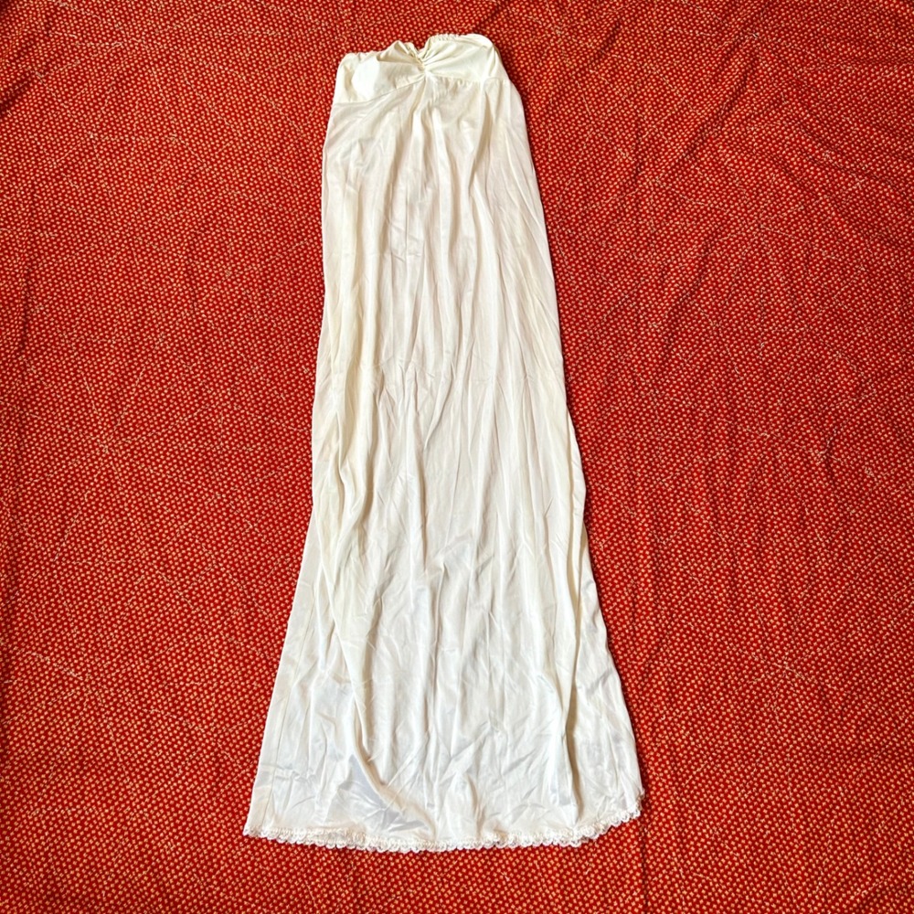 Vintage Darling White Maxi Slip Dress Nightgown Lace Trim Medium 70s Coquette